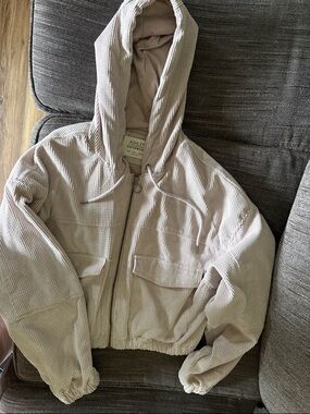 Ashley By 26 International Outerwear Light Taupe Corduroy Hoodie